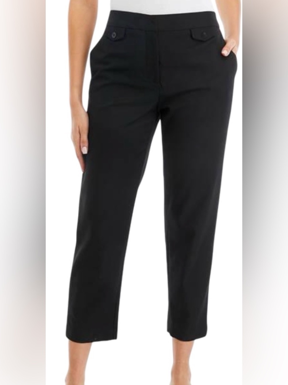 🖤Elie Tahari Black Cropped Straight-Leg Dress Pants 4
